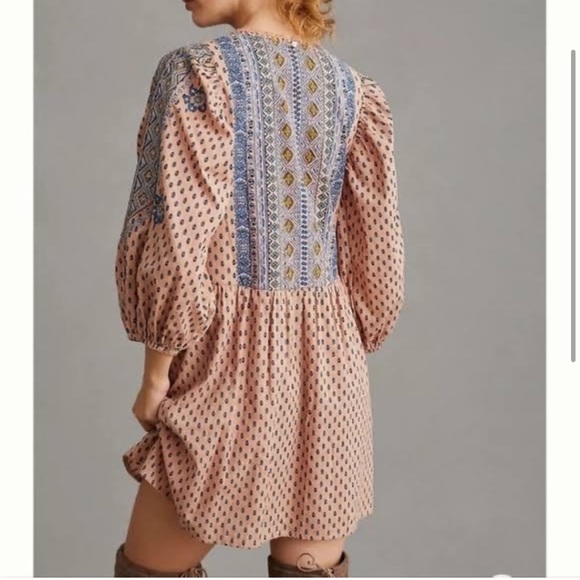 Anthropologie Embroidered Tunic Mini Dress. Size XS perfect - Picture 8 of 16